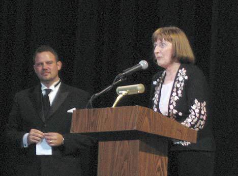 Barbara Horn and Ralph Horn prepare to accept a Service Above Self award Saturday at Rotary Club of Kent Sunrise gala at the ShoWare Center.