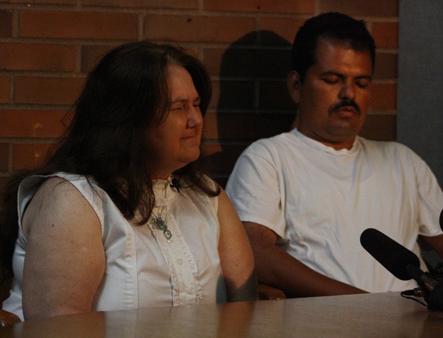 Debbie Hernandez fights through tears at a press conference Friday