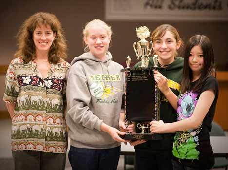 First place middle school winners in the Battle of the Books contest was the Meeker Middle School 'Redeam Team