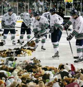 It was Teddy Bear Toss Night Saturday at the T-Birds ShoWare Center game
