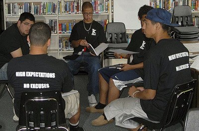 Kentwood students meet during a summer leadership camp for upperclassmen participating in the school’s CHOICES mentoring program.