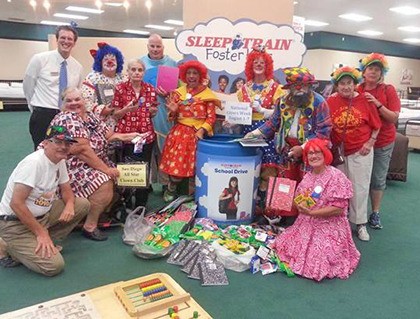The All-Star Clown Club collects school supplies every year to donate.