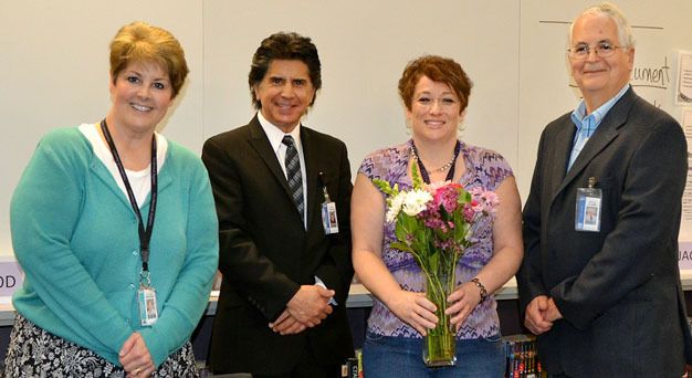 Northwood Middle School principal Colleen Nelson (far left)