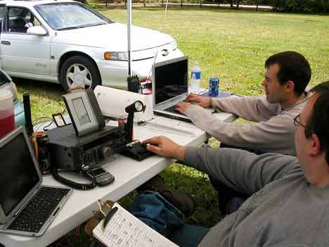 Michael Champion of Maple Valley and  Gary Day of Covington participated in recent field-day exercises for HAM radio operators.