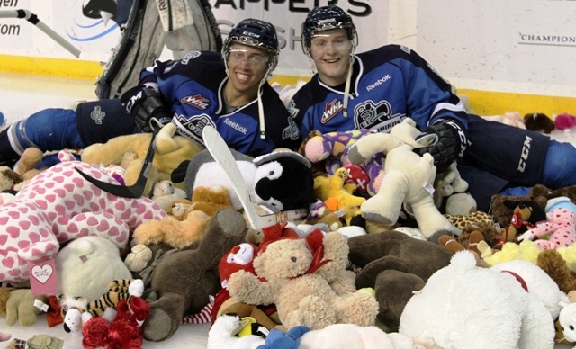 Seattle Thunderbirds' fans donated a lot of bears and other stuffed animals at last year's Teddy Bear Toss Game. The donation game this year is Saturday