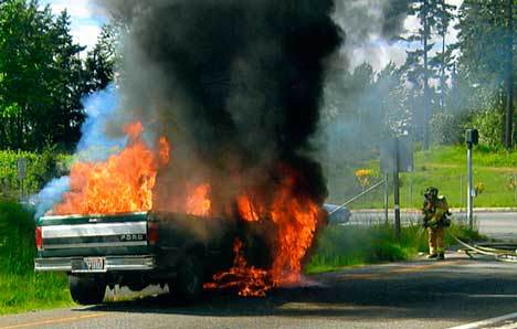 A Ford pickup truck caught fire May 27 along South 272nd Street