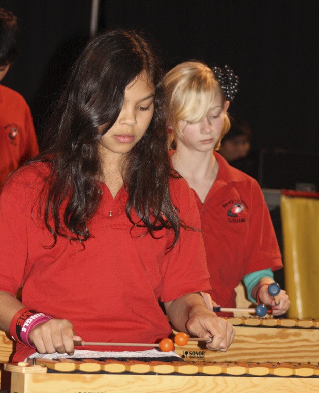 Neely-O’Brien Elementary School students Sara Pot and Asia Tanis perform during Kent’s You