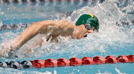 Kentridge’s Chase Bublitz darts through the water during the 50-yard freestyle preliminaries on Friday at the King County Aquatic Center.