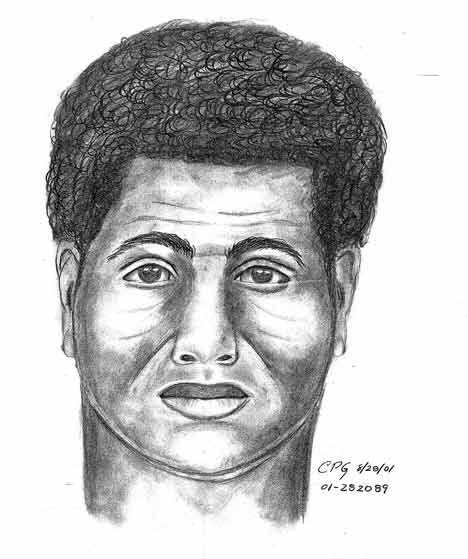 A drawing of the suspect in the Aug. 28