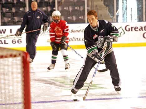 Seattle Thunderbird Brenden Silvester was in town before training camp to help out at the Rob Sumners Hockey Camp at the Kent ShoWare Center