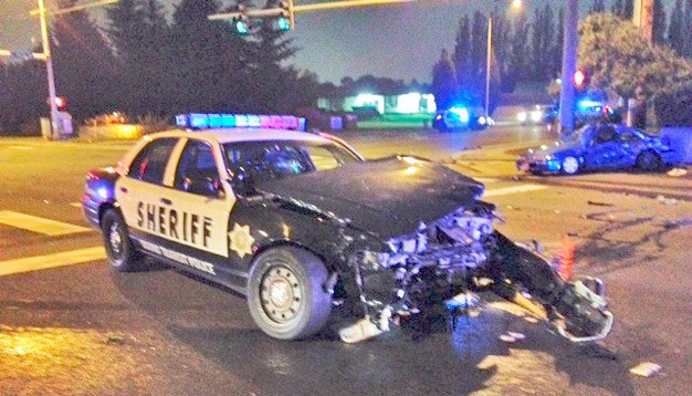 The King County Sheriff's Office ruled this month that a deputy driving this patrol car could not have prevented a collision with another car last October in Kent that killed a 17-year-old Kent boy.