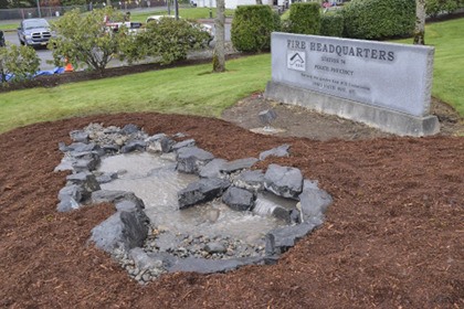 Ewing Irrigation Company recently completed two water features in front of Kent Fire Station 74.