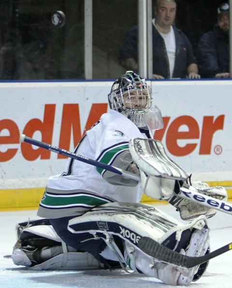 Seattle goalie Brandon Glover stopped 28 of 30 shots and his record is now 15-14-1-1.