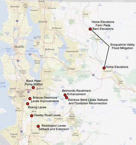 The King County Flood Control District has several levee projects underway this summer
