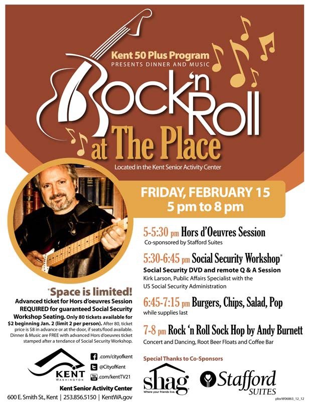 The Kent 50 Plus Program presents Rock ‘n Roll at The Place on Feb. 15.
