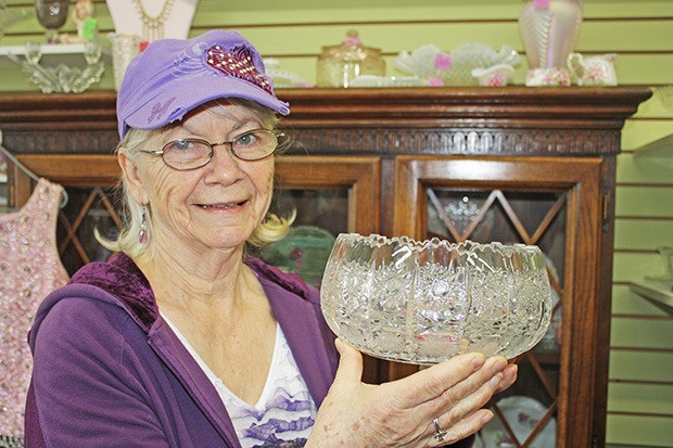 Melissa DeSalle’s shop includes many early American pattern glass and cut glass collectibles