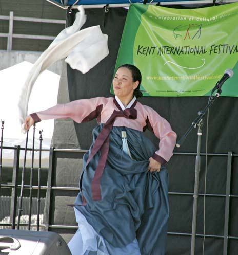 Ester Kim performs a silk dance at the 2009 Kent International Festival.