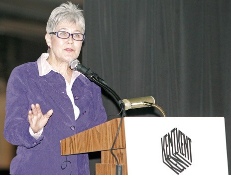 Kent Mayor Suzette Cooke delivers her 2010 State of the City address. She will deliver her 2011 State of the City address Feb. 2 at the ShoWare Center.