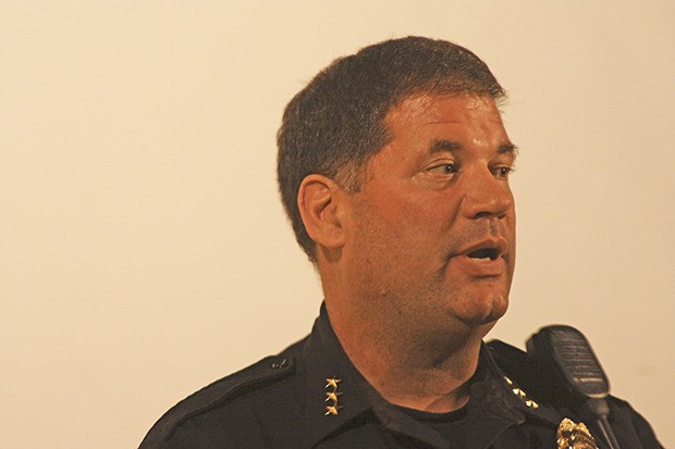 Kent Police Chief Ken Thomas describes how his department is dealing with the problem of human and sex trafficking at a recent public forum at the Kent Senior Center.