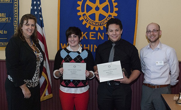 Rotary Club of Kent recently honored two Kentwood High School students as Students of the Month in the category of fine/performing arts. Pictured