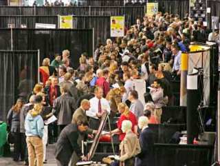 There was a full house at the ShoWare Center for theProblem Solvers Job fair Thursday. There were 70 employers