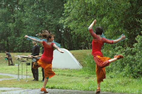 These dancers perform Friday in Earthworks Park