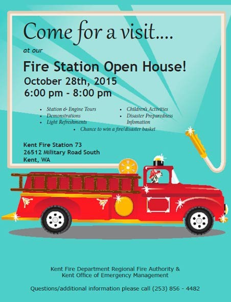 Check out Fire Station 73 and learn more about the Kent Fire Department Regional Fire Authority during an open house from 6-8 p.m. on Wednesday