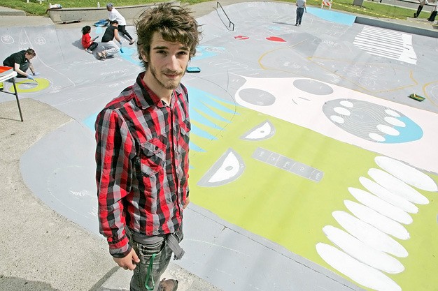 The Kent Lions Skate Park on West Smith Street is being transformed from a gray bowl to a mural created by Lee Schlosser