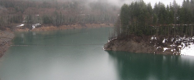 The reservoir pool along the Green River behind the Howard Hanson Dam.