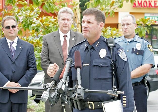 Kent Police Chief Ken Thomas gives an update at a press conference Thursday