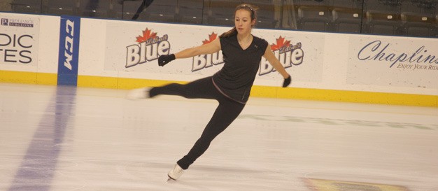Kimmie Meissner practices at the ShoWare Center in Kent for the “Pandora Unforgettable Moments of Love on Ice” show at 7 p.m. Thursday