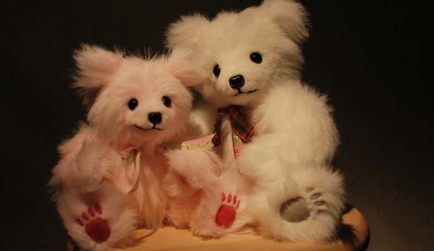 Two of the Teddy Bears made by Barbara Joslin for the Kent Fire Department. Joslin died Dec. 12 after a fight with breast cancer.