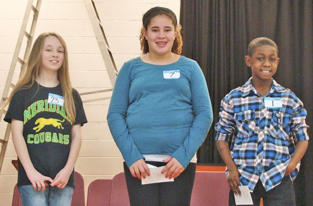 The Cedar Heights Spelling Bee top-three finishers were