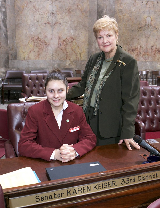 Sen. Karen Keiser with legislative page