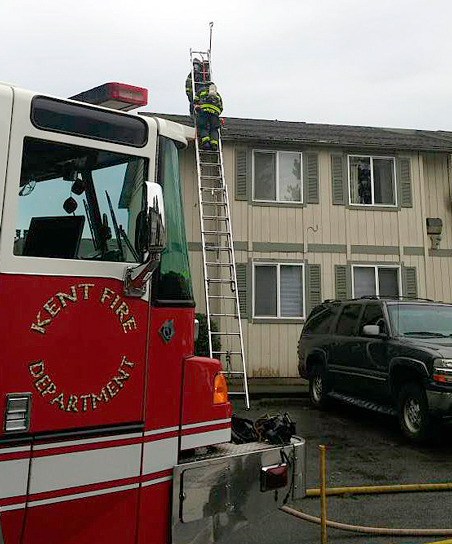 Firefighters respond to an apartment fire late Thursday morning in the 1600 block of Maple Lane.