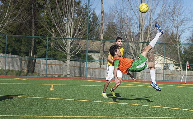 Soccer players from numerous countries compete in pickup games as well as league games in the Kent area.