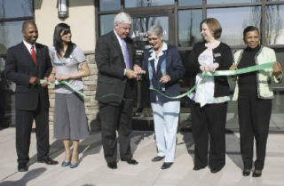 EvergreenBank had a grand opening and ribbon-cutting ceremony May 1 for its newest branch at 20038 68th Ave. South (West Valley Highway).  Left to right are branch Manager Lee Anderson