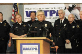 Kent Police Department had a press conference July 30 to announce formation of a regional car-theft task force. Kent Police Lt. Bob Holt