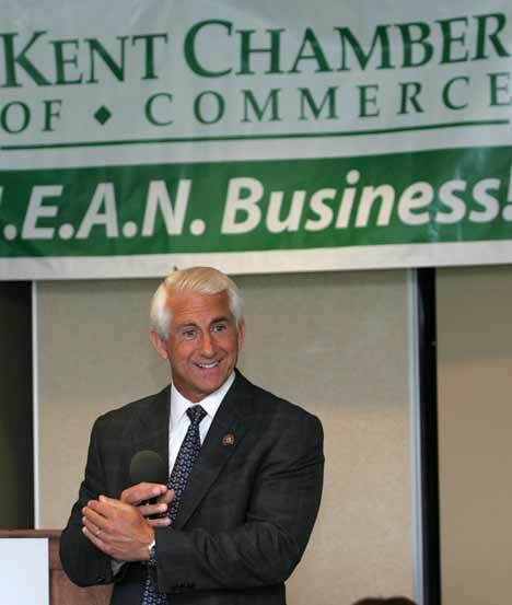 Congressman Dave Reichert prepares to speak Wednesday during a luncheon sponsored by the Kent Chamber of Commerce.