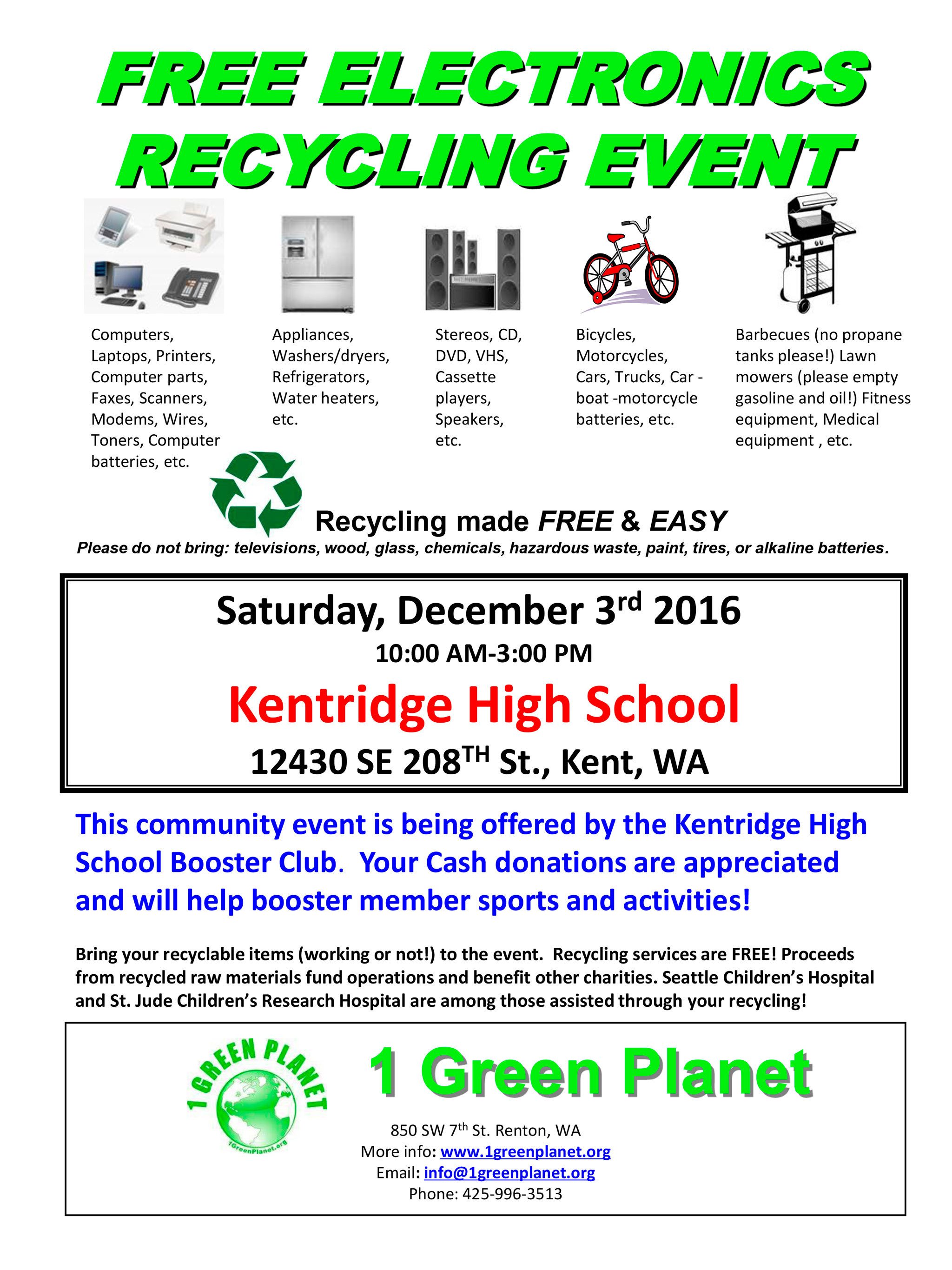 Kentridge High School Booster Club teams up with 1 Green Planet