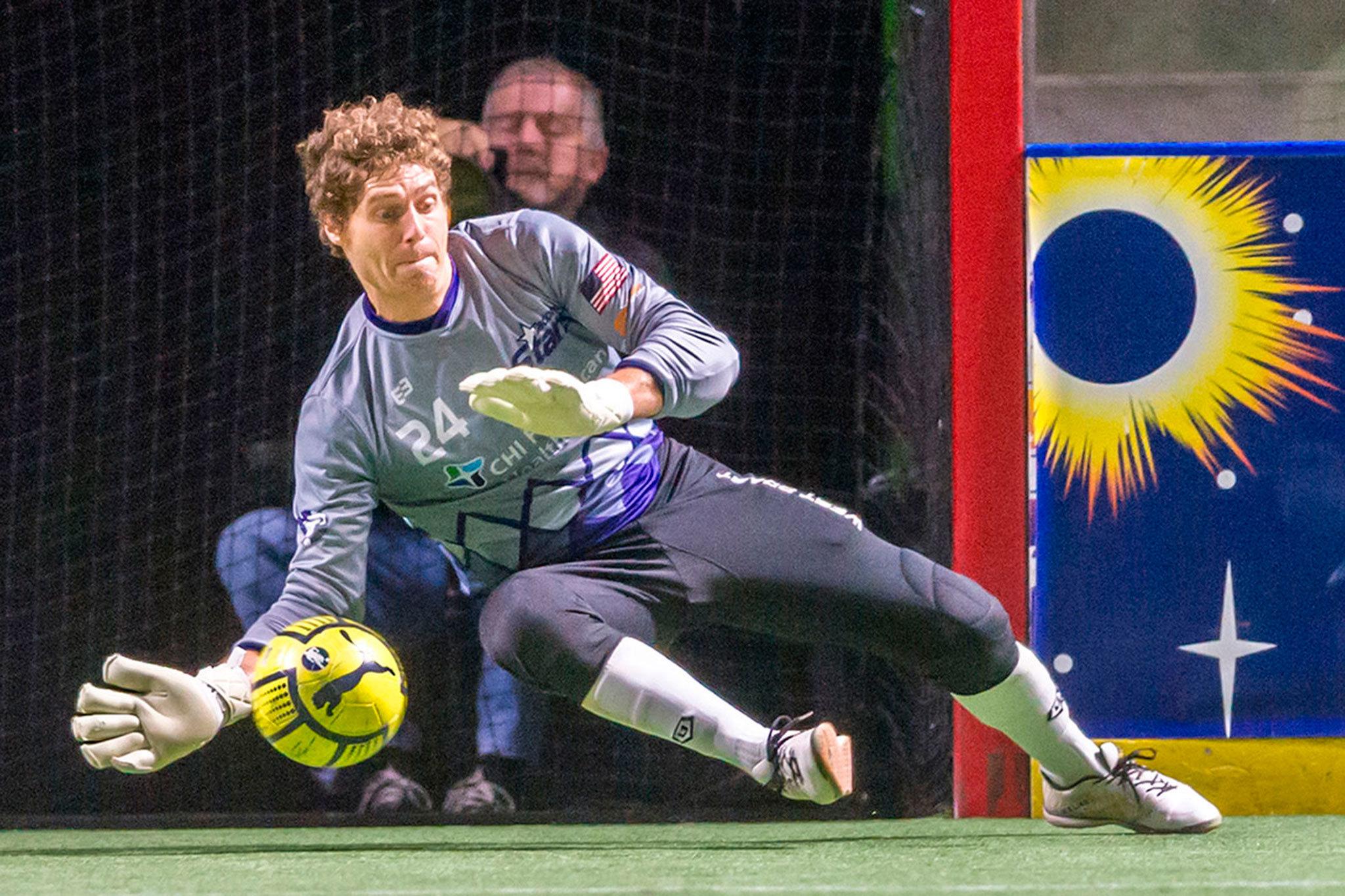 Stars goalkeeper Danny Waltman was solid for the Stars, making 12 saves on 15 shots. COURTESY PHOTO, Wilson Tsoi/Tacoma Stars