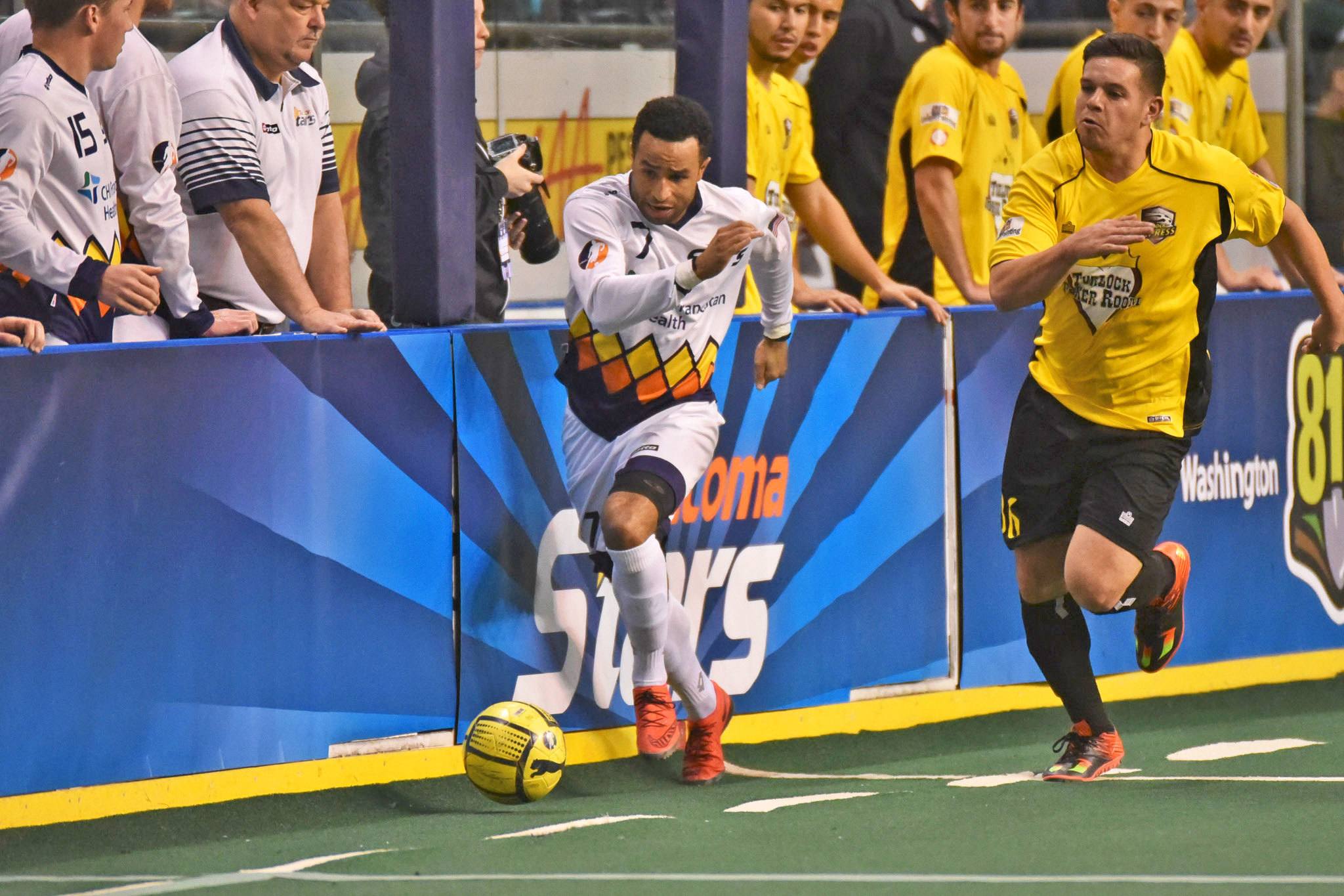 The Stars’ Raphael Cox charges upfield against Turlock last season. The MASL teams tangle Friday in California’s central valley. COURTESY PHOTO, Red Williamson/Tacoma Stars