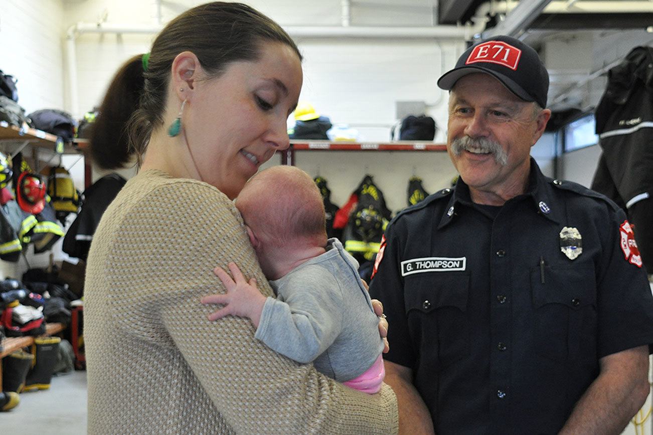 Special delivery: Firefighters reunite with baby born at fire station