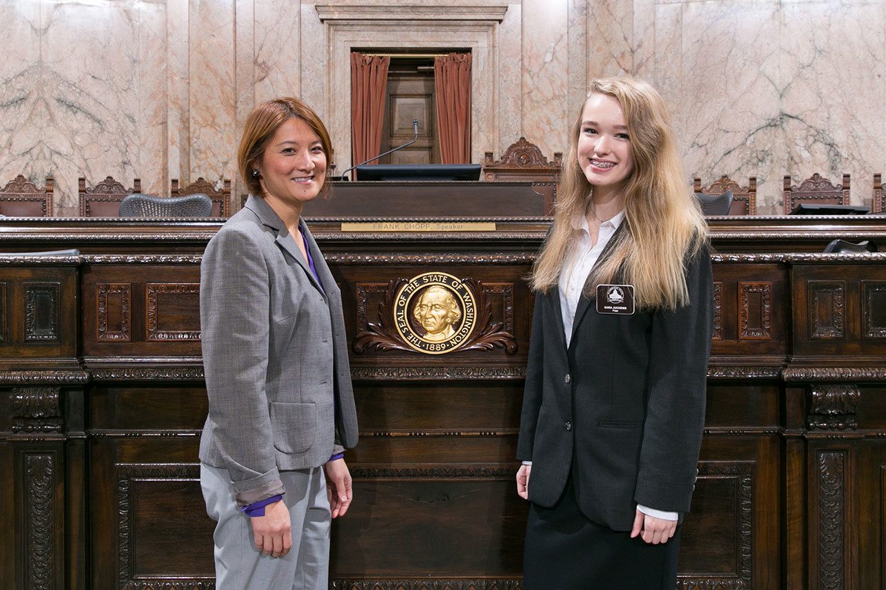 Sara Juchems with state Rep. Mia Gregerson, D-SeaTac. COURTESY PHOTO, Washington State Legislative Support Services
