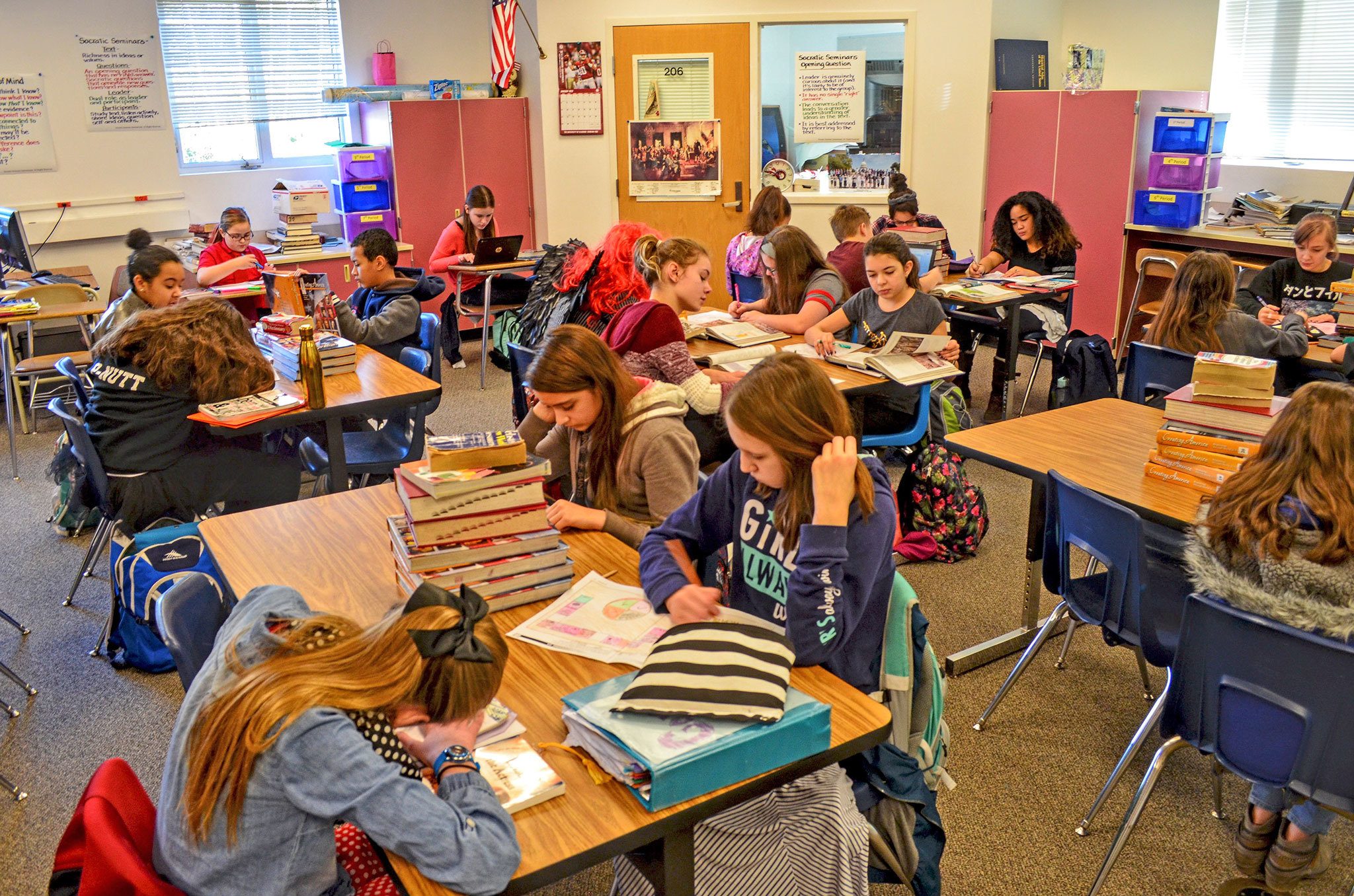 Students work on their morning assignments at Aspire Middle School. North Thurston School District could lose $10 million with the scheduled 4 percent levy drop. COURTESY PHOTO, Grace Swanson/WNPA Olympia News Bureau
