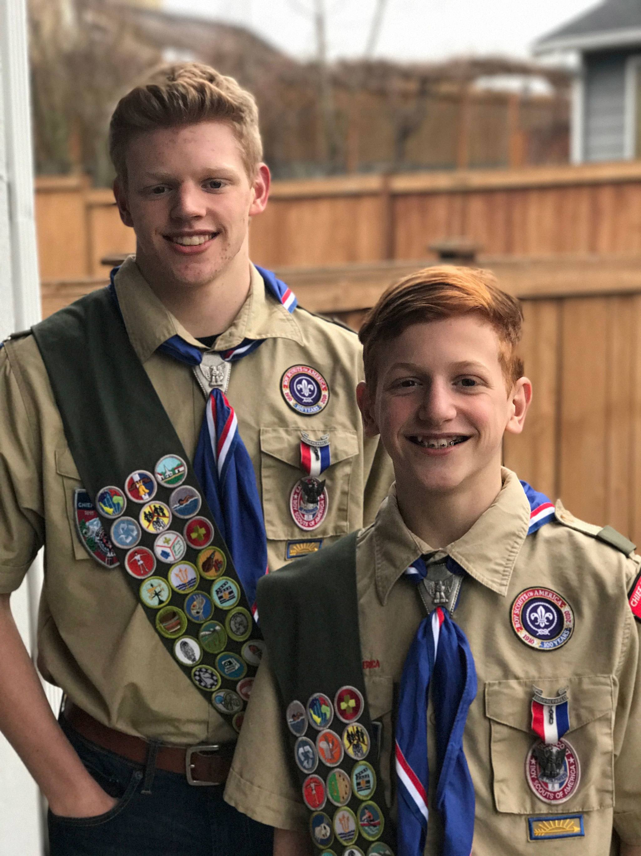 Alexander Maloy, 16, left, and his brother, Joshua, 13, are proud Eagle Scouts. COURTESY PHOTO