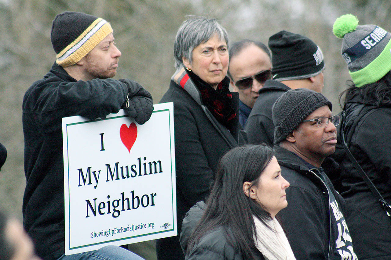 Hundreds of people gathered at Bellevue’s Crossroads Park on Sunday for a vigil following the shooting a Sikh man in Kent last Friday. A Community Unity Rally is planned for Saturday at Kent Lutheran Church. Reporter photo, Ryan Murray