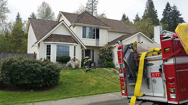Kent firefighters put out a fire Wednesday afternoon in the 13100 block of Southeast 214th Way. Courtesy Photo