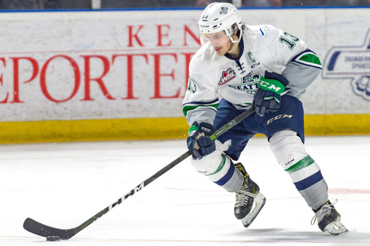 Mathew Barzal has returned to the lineup to solidify the Thunderbirds’ attack as they prepare for the Regina Pats in the WHL championship series. COURTESY PHOTO, Brian Liesse/T-Birds