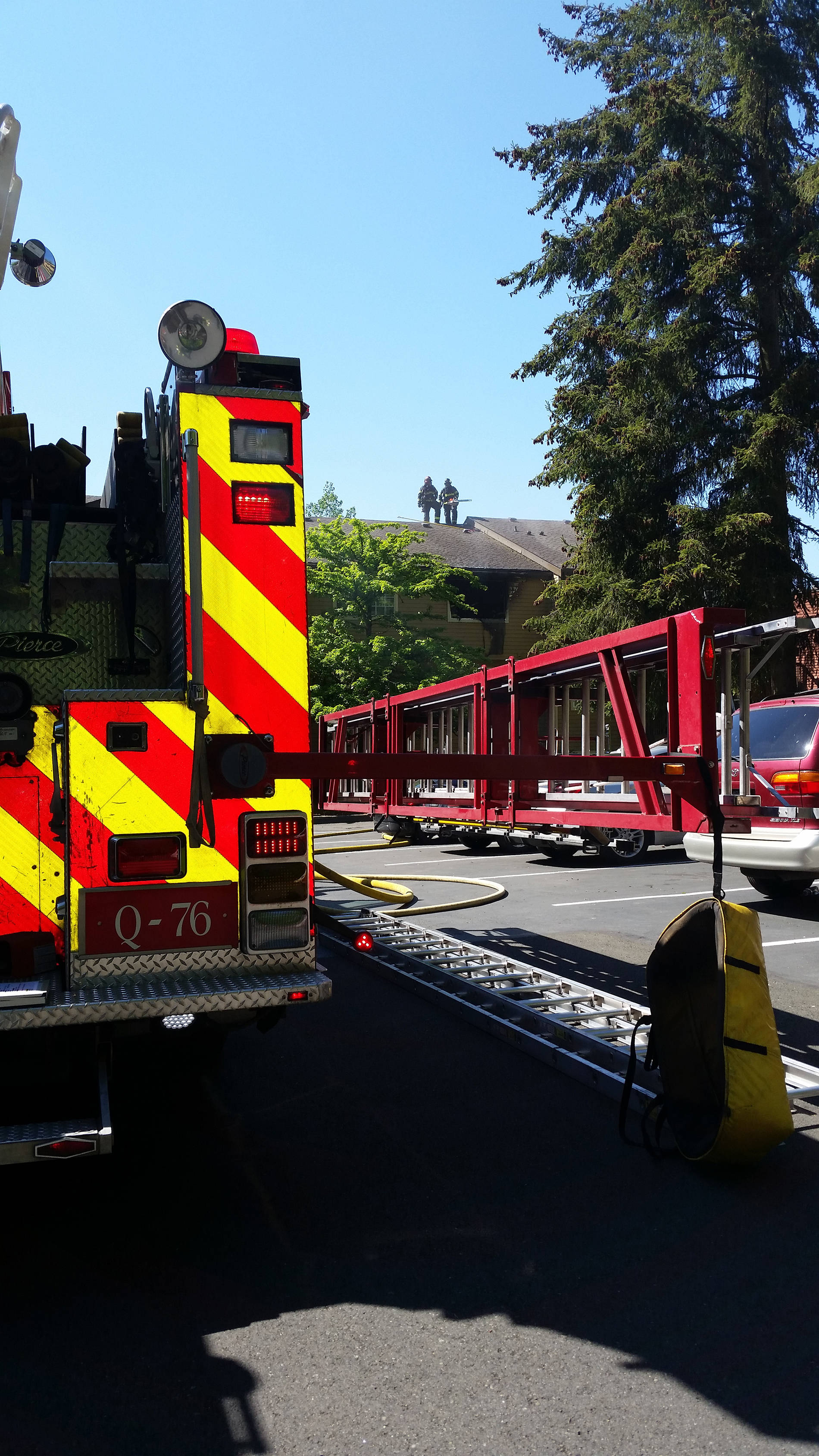 Firefighters doused an apartment fire at a six-unit complex in the 23200 block of 88th Avenue Southeast on Saturday afternoon. COURTESY PHOTO, Puget Sound Regional Fire Authority